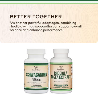 Ashwagandha Capsules 120 Count (500mg 20:1) Adaptogen | Double Wood
