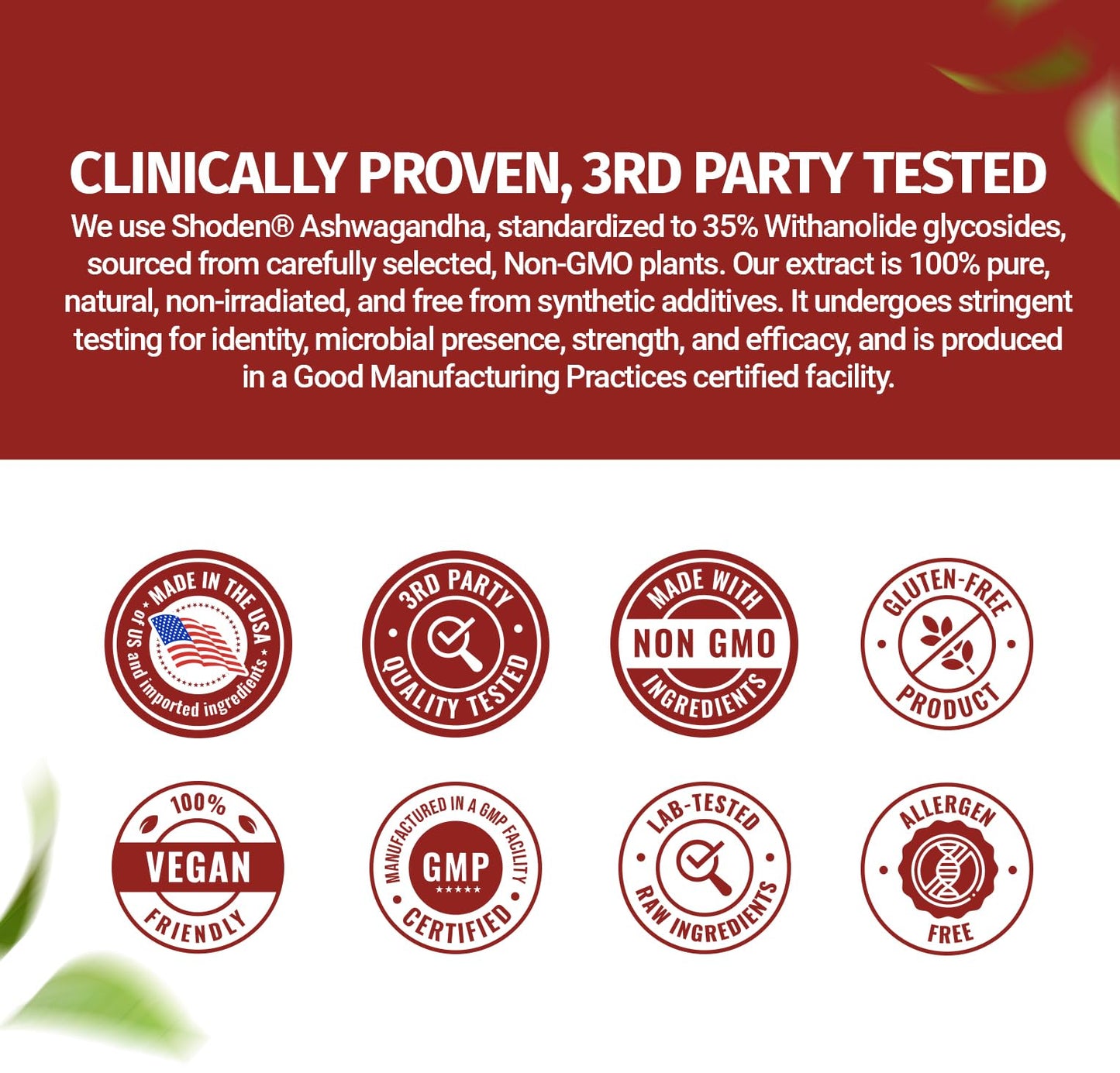 100% Natural Shoden Ashwagandha Complex Supplement - Ultra High Potency 35:1 Concentrated Root Extract for Sleep & Energy Support - Vegan, Non-GMO - 60 Ashwagandha Capsules