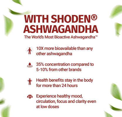 100% Natural Shoden Ashwagandha Complex Supplement - Ultra High Potency 35:1 Concentrated Root Extract for Sleep & Energy Support - Vegan, Non-GMO - 60 Ashwagandha Capsules