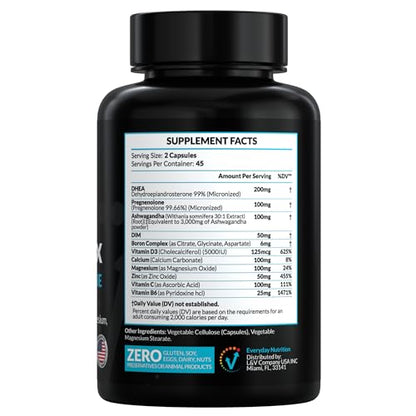 DHEA Micronized 200mg & Pregnenolone 100mg Complex – Hormone Support, USA Made, 90 Capsules