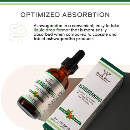 Ashwagandha Organic Drops 1200mg (60 Servings) – Stress Relief | Double Wood