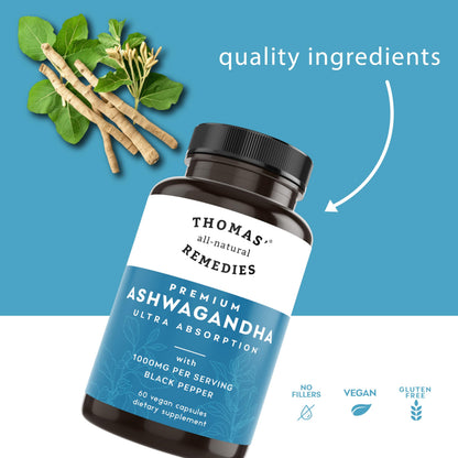 Thomas' Organic Ashwagandha 1000mg – Stress & Mood Support