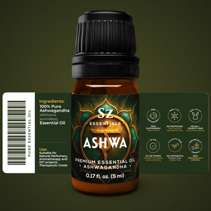 SZ Essentials Ashwagandha Essential Oil – 100% Pure & Natural (0.17oz)
