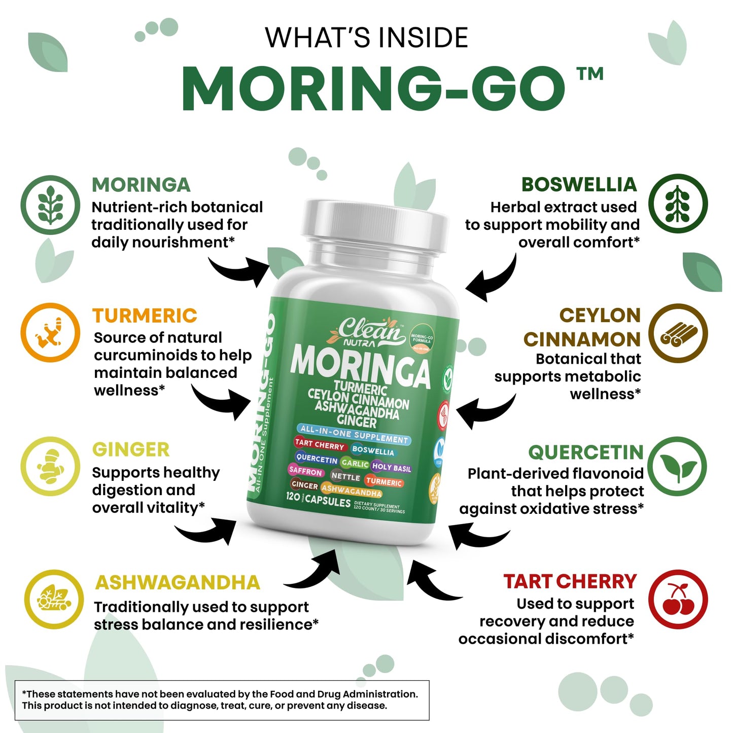 Moringa Powder Capsules + Turmeric Moringa Leaf – Clean Nutra Moring-Go