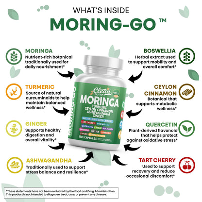 Moringa Powder Capsules + Turmeric Moringa Leaf – Clean Nutra Moring-Go