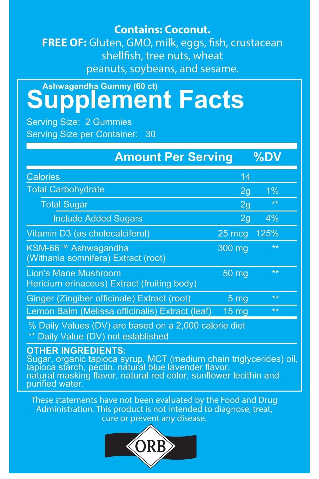 4 Your Wellness Ashwagandha Gummies – Mixed Berry, KSM-66, Lion's Mane, Vitamin D, 120 Count (Pack of 2)