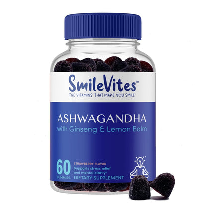 Ashwagandha Gummies with Ginseng & Lemon Balm – Strawberry (60 Count)