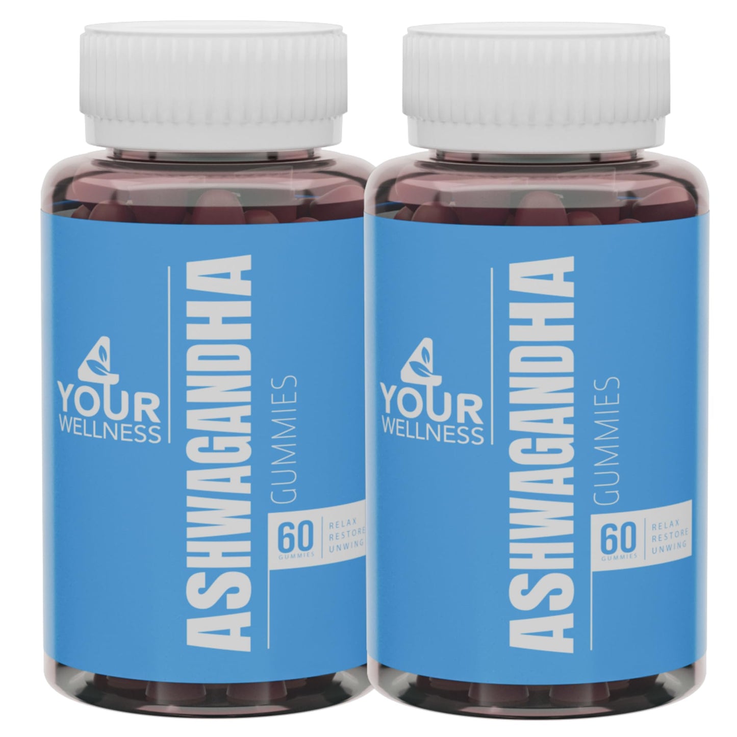4 Your Wellness Ashwagandha Gummies – Mixed Berry, KSM-66, Lion's Mane, Vitamin D, 120 Count (Pack of 2)