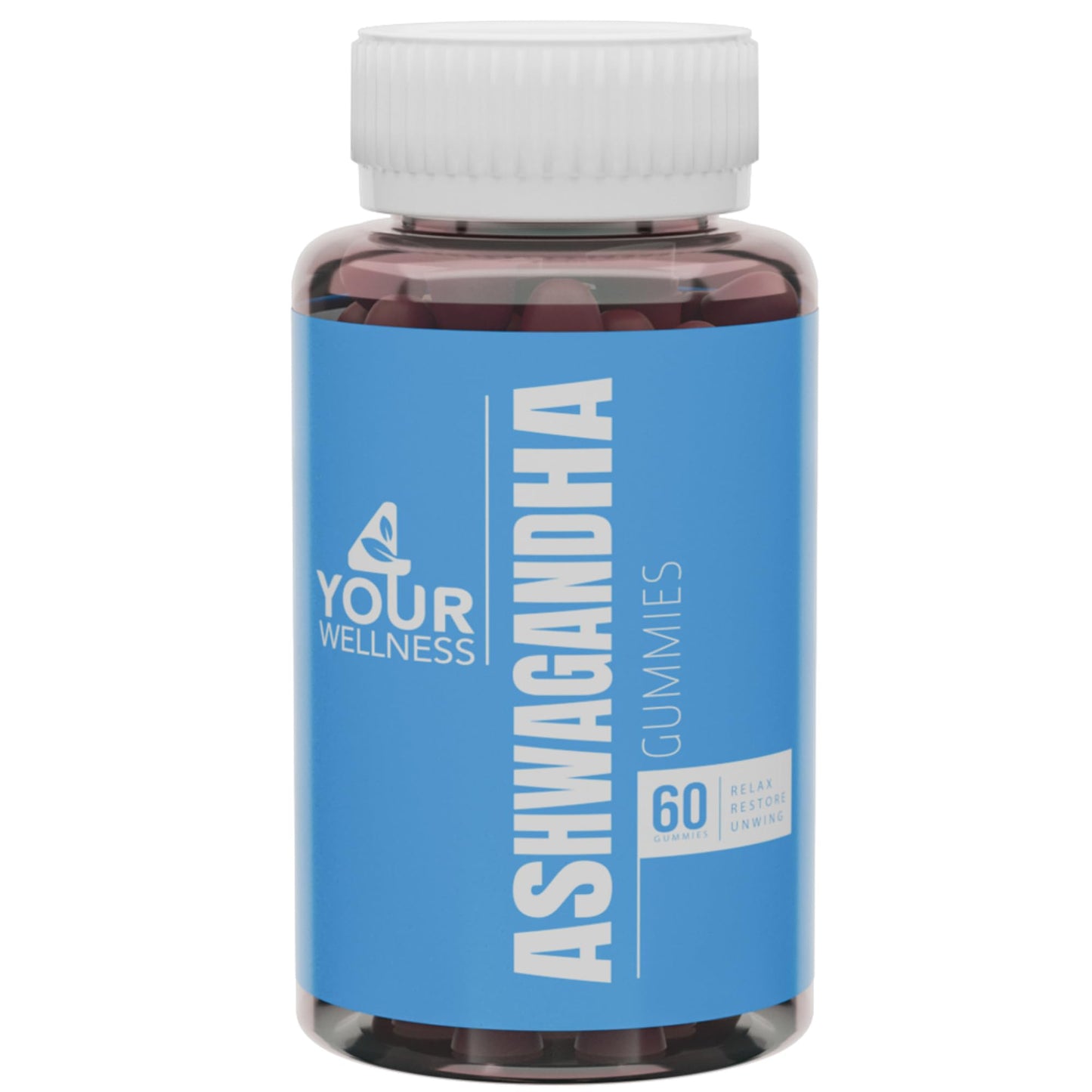 4 Your Wellness Ashwagandha Gummies – Mixed Berry, KSM-66, Lion's Mane, Vitamin D (60 Count) | Non-GMO, Gluten-Free, Kosher