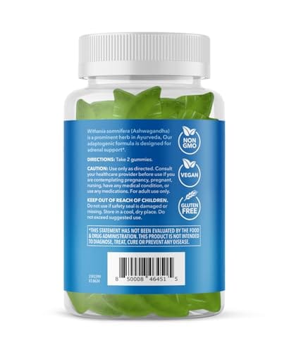Ashwagandha Gummies for Stress & Mood Support – Strawberry, Vegan, Non-GMO