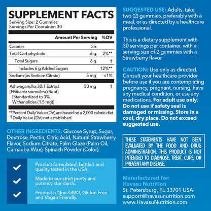 Ashwagandha Gummies for Stress & Mood Support – Strawberry, Vegan, Non-GMO