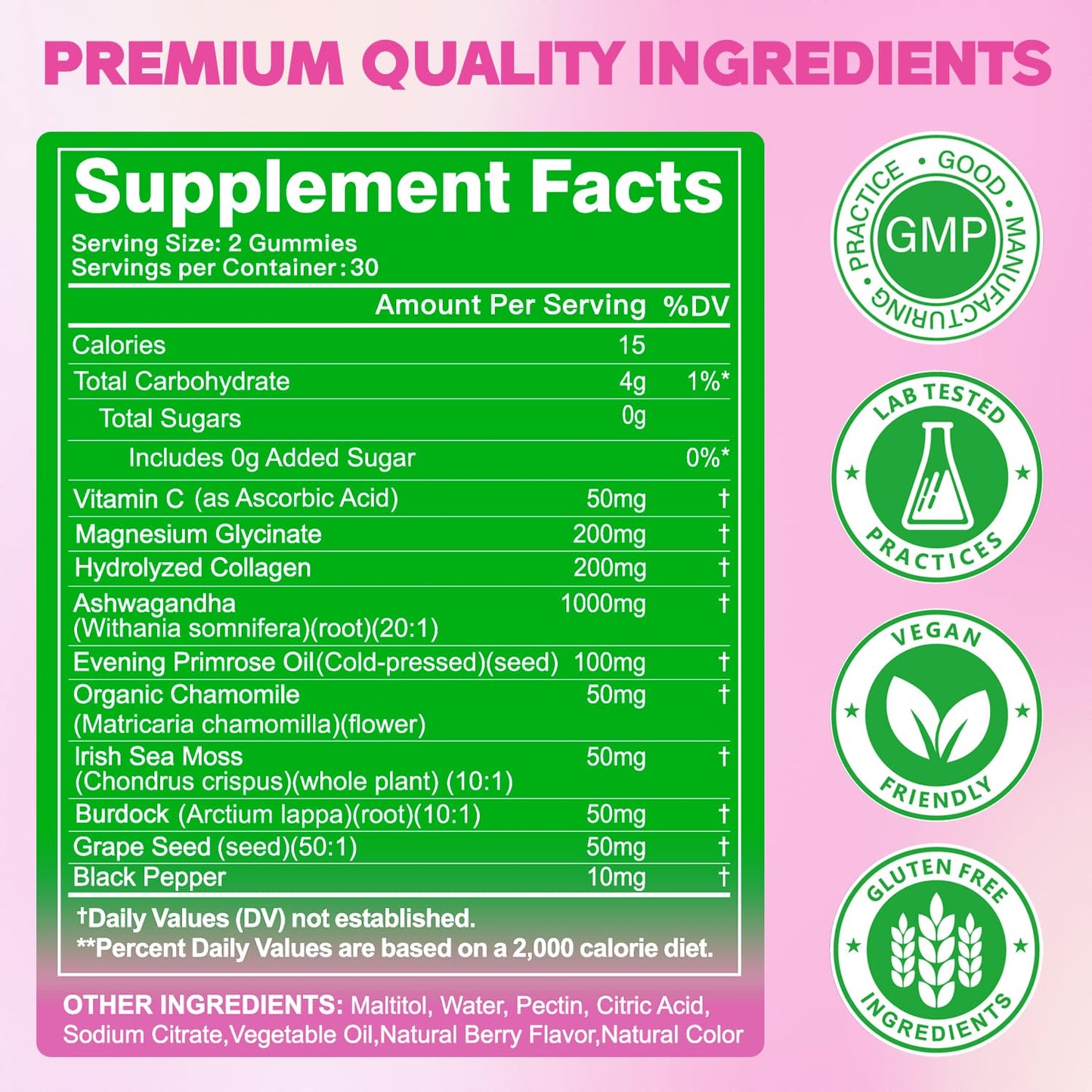 Ashwagandha Gummies for Women - Stress Relief & Relaxation (Vegan, Sugar Free) 2-Pack
