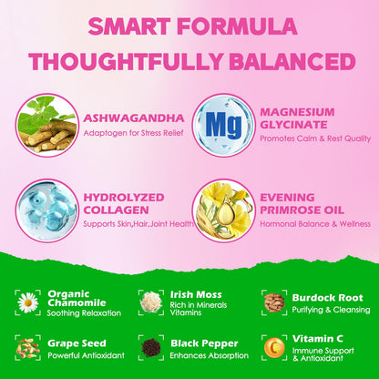 Ashwagandha Gummies for Women - Stress Relief & Relaxation (Vegan, Sugar Free) 2-Pack