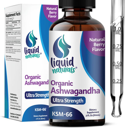 Ashwagandha KSM-66 Drops 2000mg – Berry Flavor | Immune Support, Performance & Heart Health | 60 Servings