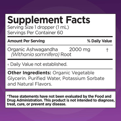 Ashwagandha KSM-66 Drops 2000mg – Berry Flavor | Immune Support, Performance & Heart Health | 60 Servings