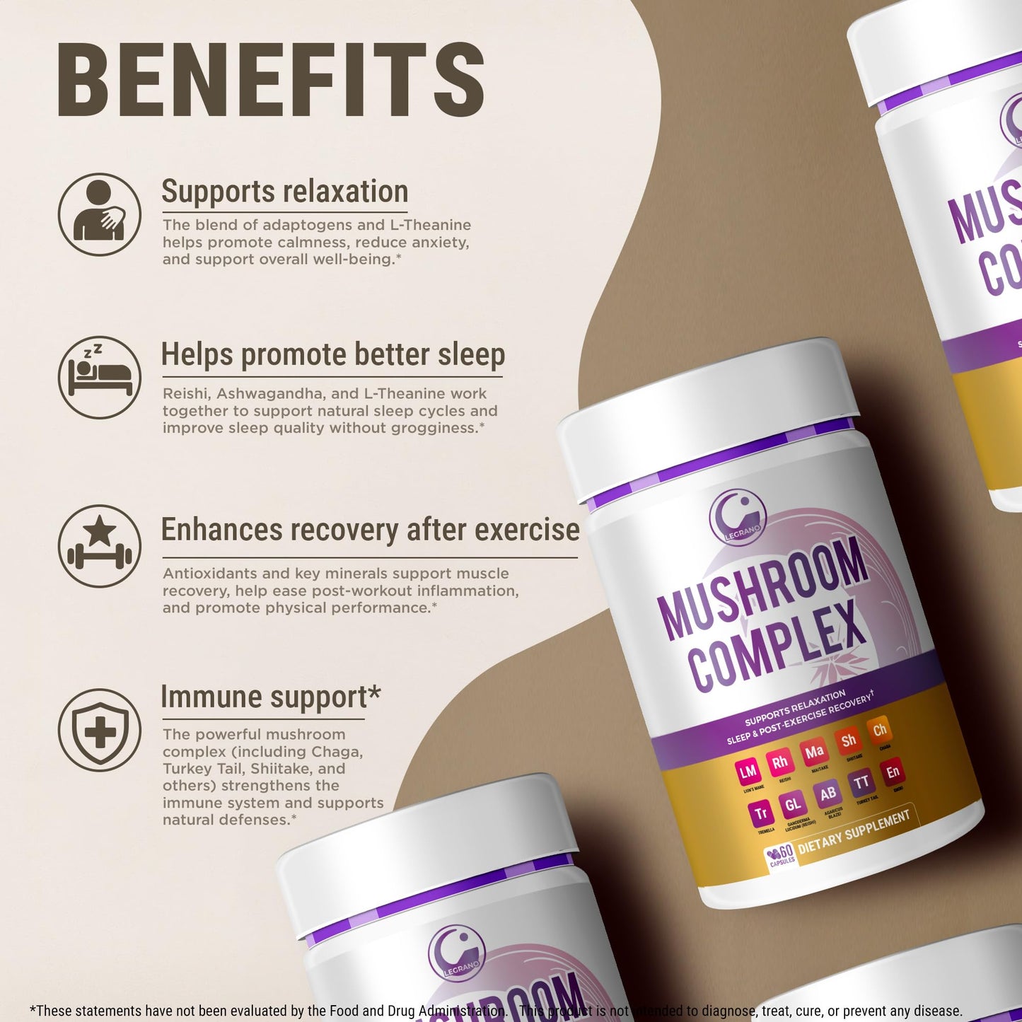 Evening Mushroom Capsules – Relaxation & Sleep (60 Caps)