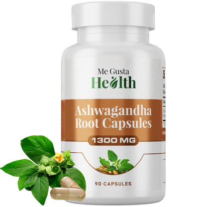 ME GUSTA HEALTH Ashwagandha Root Powder Capsules 1300mg – 90 Veg Capsules – Immune & Mood Support