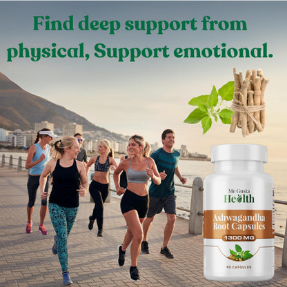 ME GUSTA HEALTH Ashwagandha Root Powder Capsules 1300mg – 90 Veg Capsules – Immune & Mood Support