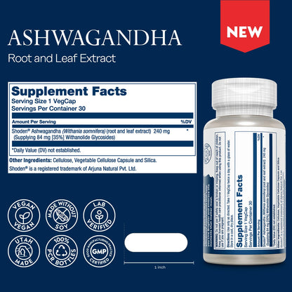 SOLARAY Ashwagandha 18X Absorption – 240 mg, Mood & Stress Support, Vegan