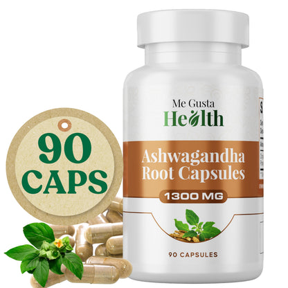 ME GUSTA HEALTH Ashwagandha Root Powder Capsules 1300mg – 90 Veg Capsules – Immune & Mood Support