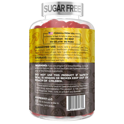 12in1 Mushroom Gummies 4550mg with Ashwagandha & Shilajit – Sugar Free, 90 Count (45 Servings) | Energy & Focus