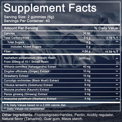 Pure Himalayan Shilajit Gummies Gold – Lab Tested, Ashwagandha & Gokshura
