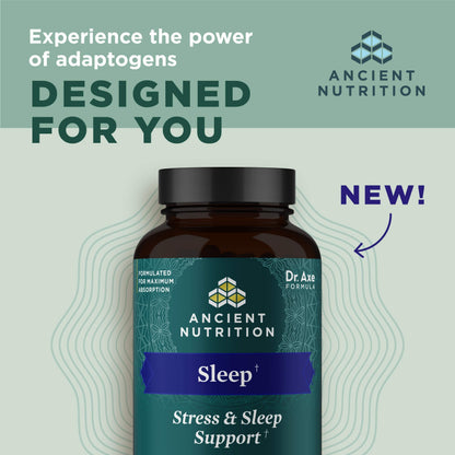 Ancient Nutrition Ashwagandha Sleep Support – Stress & Sleep, 60 Capsules | Gluten Free, Keto & Paleo