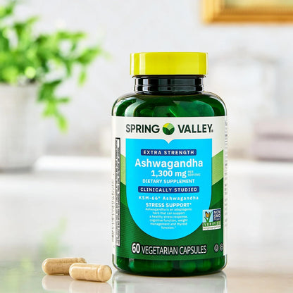 Extra Strength Ashwagandha 1300 mg – 60 Vegetarian Capsules | Stress & Mood Support