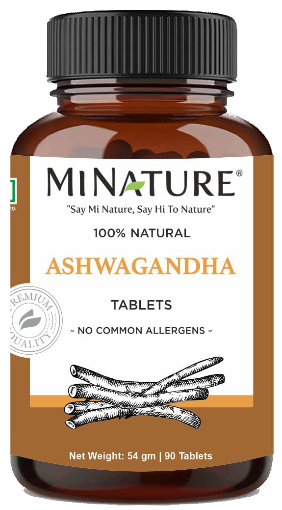 Ashwagandha Tablets - 90 Tablets, 1000 mg by mi Nature | 45 Days Supply | 100% Natural Ashwagandha | Vegan | From India