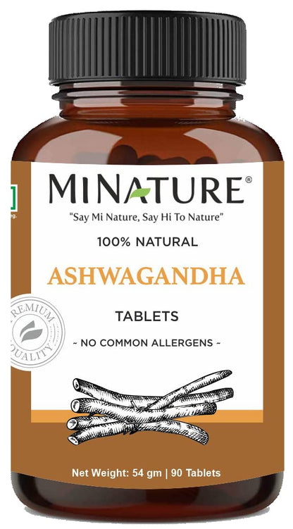 Ashwagandha Tablets - 90 Tablets, 1000 mg by mi Nature | 45 Days Supply | 100% Natural Ashwagandha | Vegan | From India