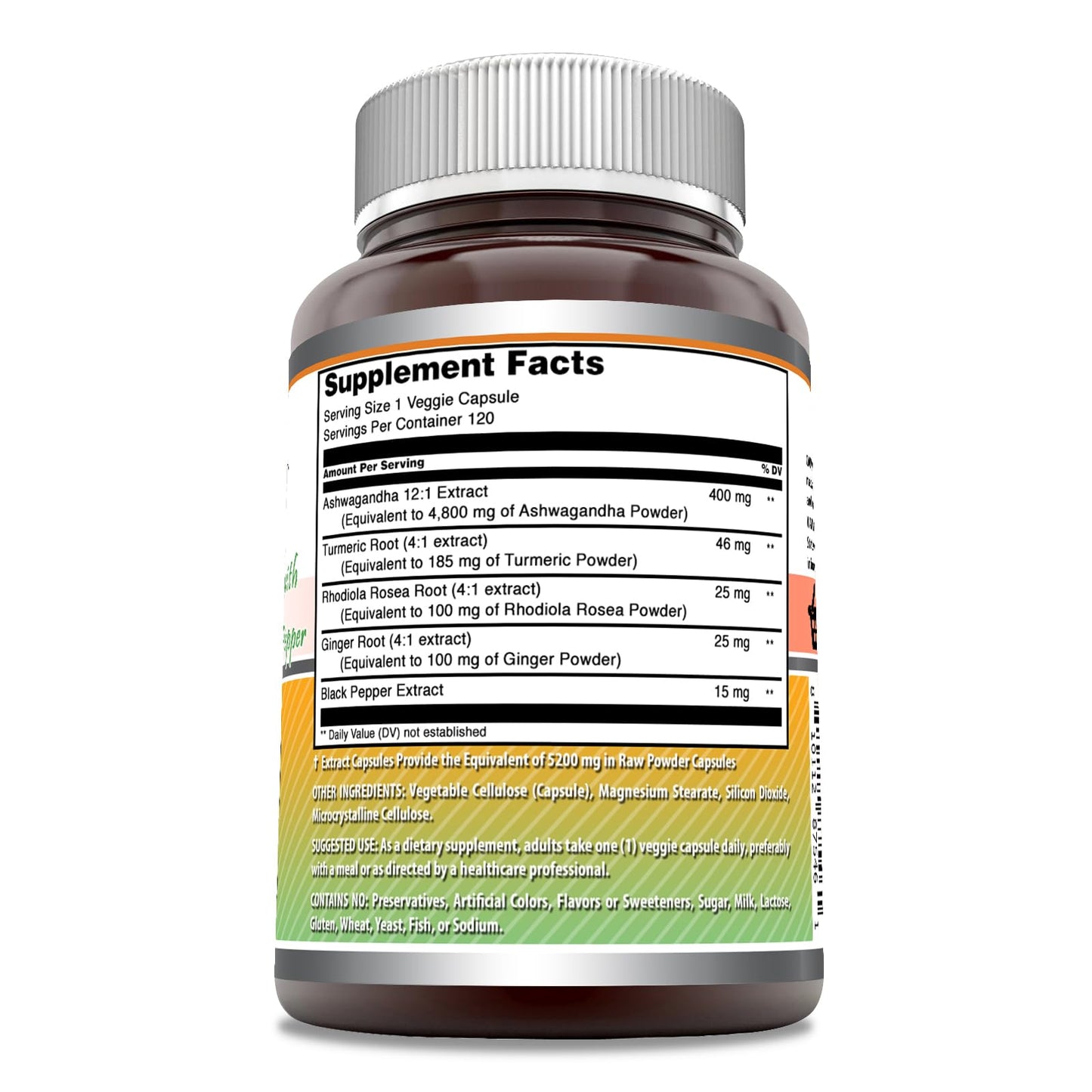 Amazing Formulas Ashwagandha – 5200 mg/Serving | 120 Veggie Caps | USA Made