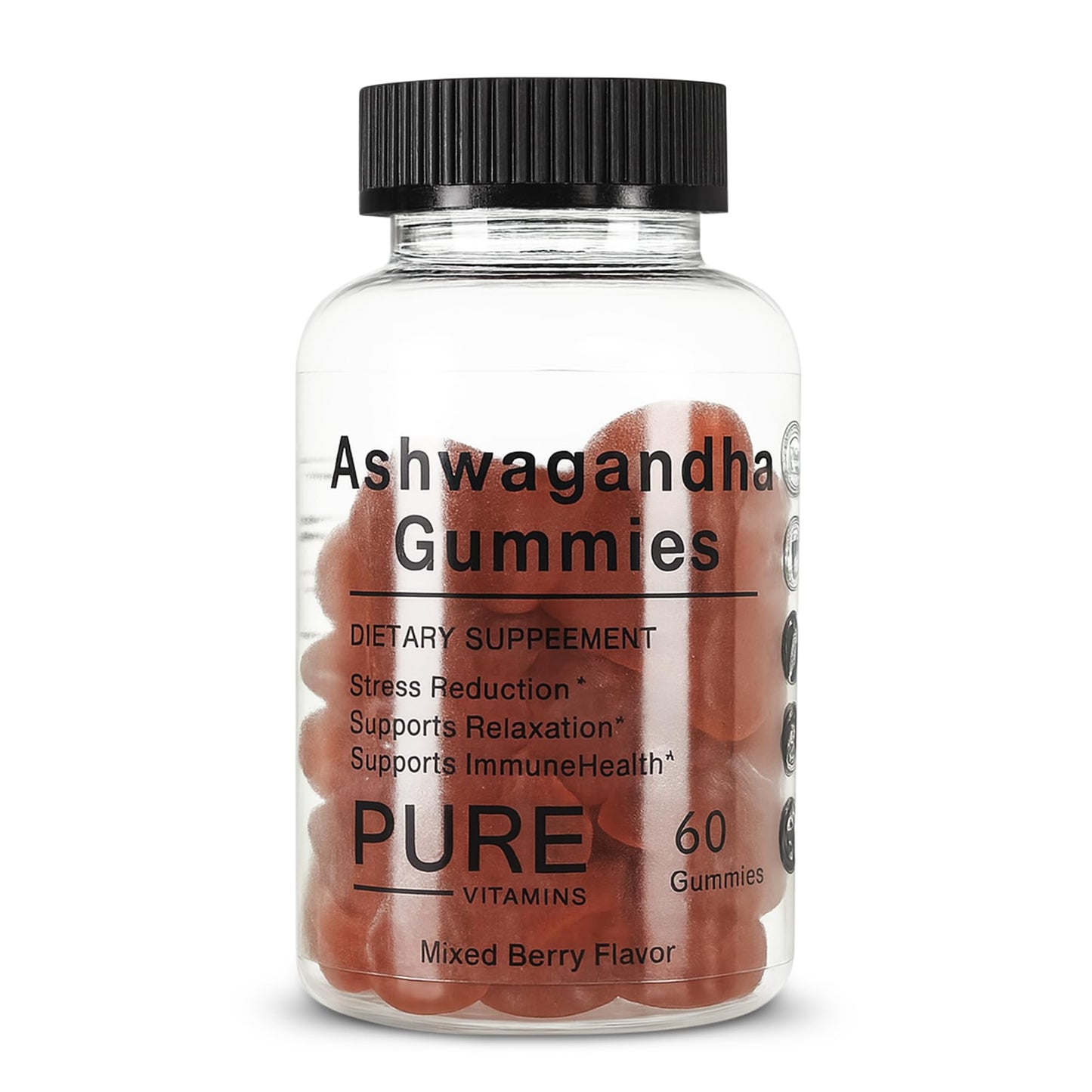Ashwagandha Gummies – 60 Vegan Gummies | 300mg Root Extract + Vitamin D2