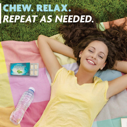 AshwaGum RELAX Gum by BetterGum – High Potency Ashwagandha + GABA, Sugar-Free Stress & Cortisol Support (10 Pieces) – 6 Pack