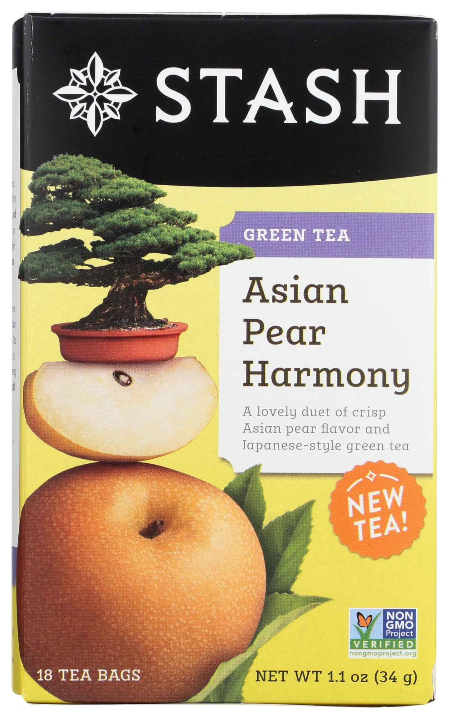 Asian Pear Harmony Green Tea Stash Tea 18 Bag – Light Japanese Green Tea with Asian Pear