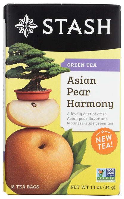 Asian Pear Harmony Green Tea Stash Tea 18 Bag – Light Japanese Green Tea with Asian Pear
