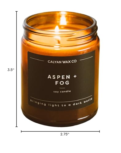 Calyan Wax Co. Aspen & Fog Candle – 7.2oz, 57 Hour Burn, Non-Toxic Soy