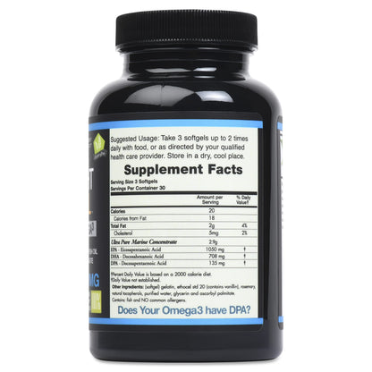Aspen Hill Labs Ultra Pure Omega-3 Fish Oil – 2900 mg, DPA, EPA & DHA – 90 SoftGels, Burp-Free, Non-GMO