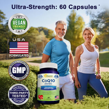 aSquared Nutrition CoQ10 200mg - 60 Capsules | Vegan CoQ10 Supplement