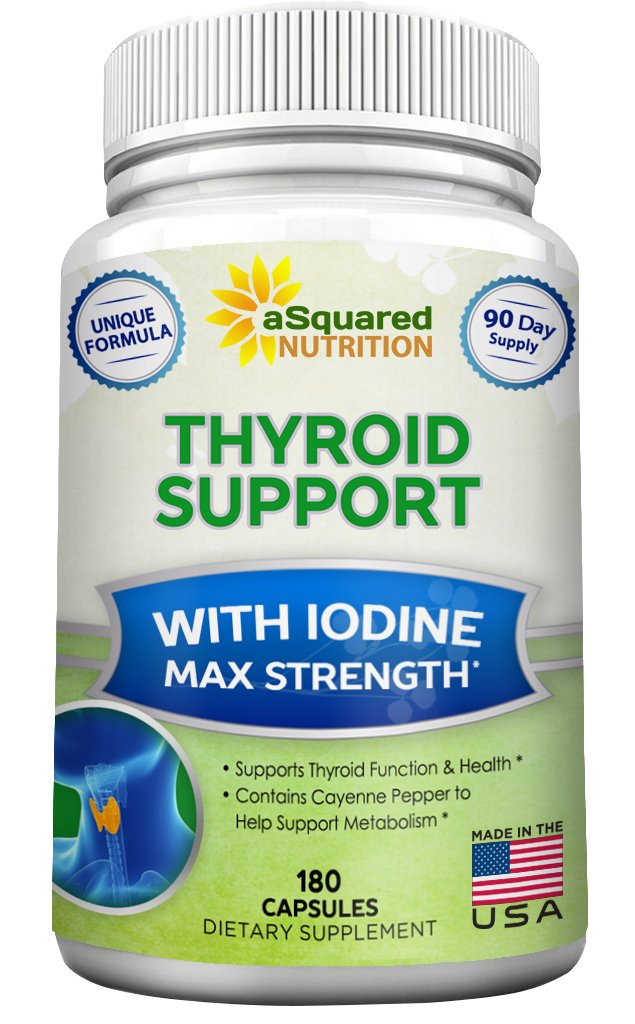 aSquared Nutrition Premium Thyroid Support – 180 Capsules | Iodine, Ashwagandha, Bladderwrack & Kelp