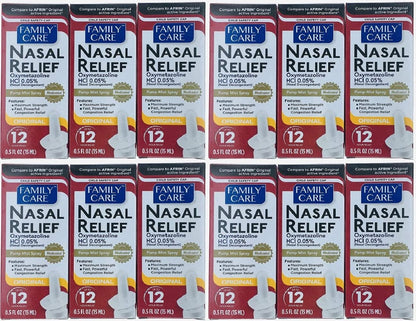 ASSURED Nasal Relief Spray – 12 Pack, 12-Hour Pump Mist, Oxymetazoline HCl, 0.5 fl oz