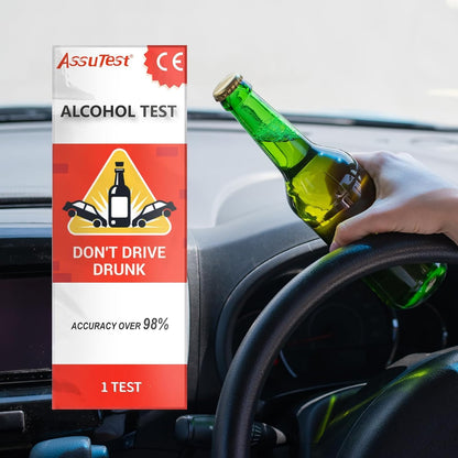 AssuTest 25-Tests Disposable Breathalyzer Kit – 4-Level Colorimetric Home BAC Test for Personal Use