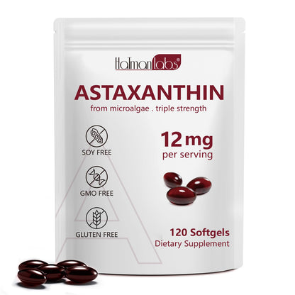 Astaxanthin 12mg – 120 Softgels (4 Month Supply) Premium Antioxidant Support