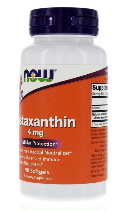 Astaxanthin 4mg 90 Softgels (Cellular Protection) (Pack of 2) - NOW