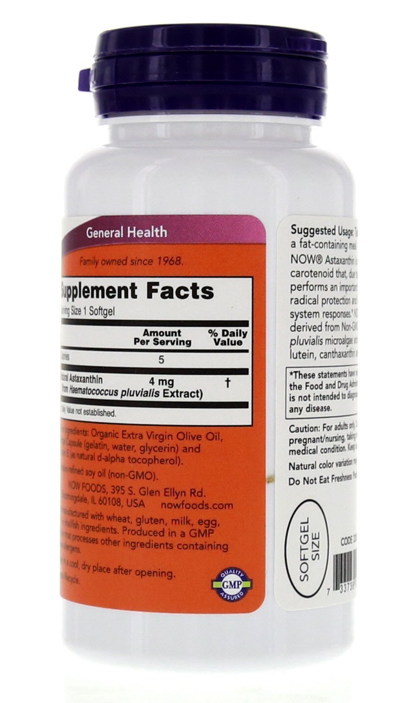 Astaxanthin 4mg 90 Softgels (Cellular Protection) (Pack of 2) - NOW