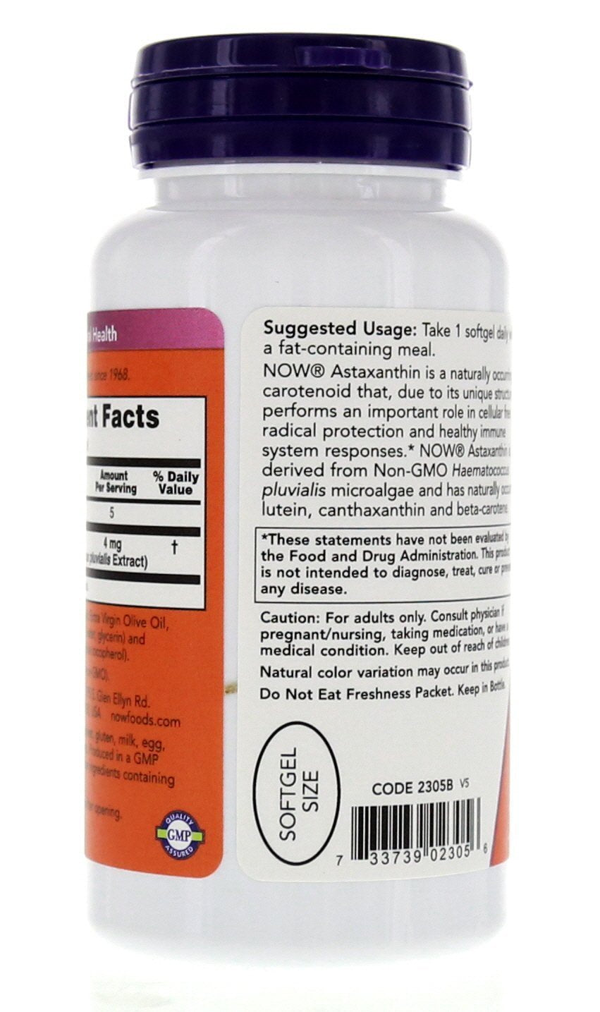 Astaxanthin 4mg 90 Softgels (Cellular Protection) (Pack of 2) - NOW