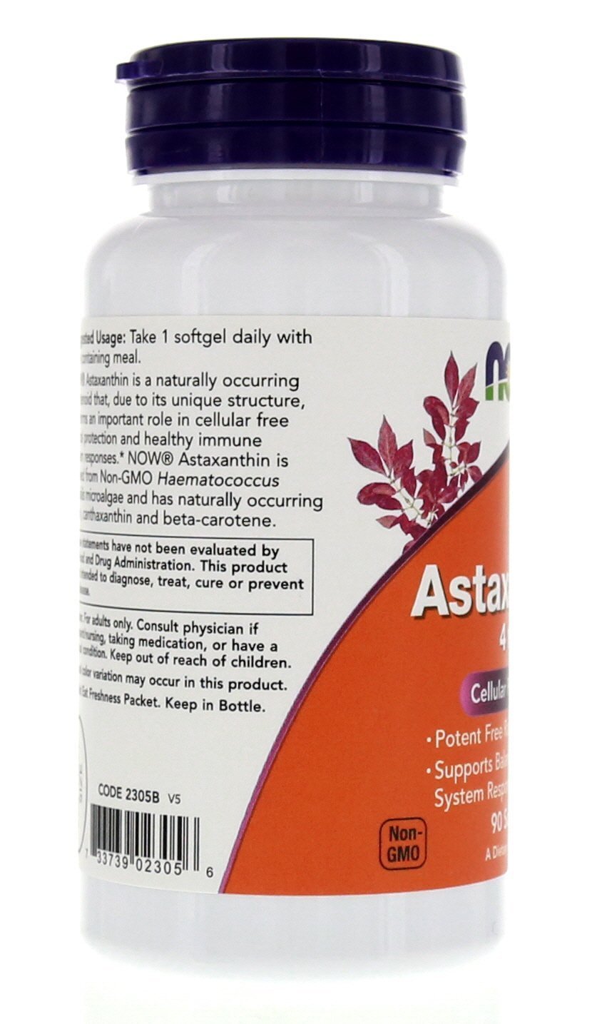 Astaxanthin 4mg 90 Softgels (Cellular Protection) (Pack of 2) - NOW