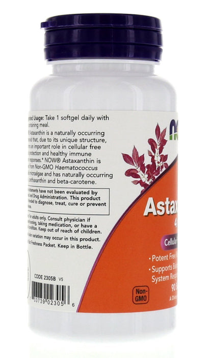 Astaxanthin 4mg 90 Softgels (Cellular Protection) (Pack of 2) - NOW