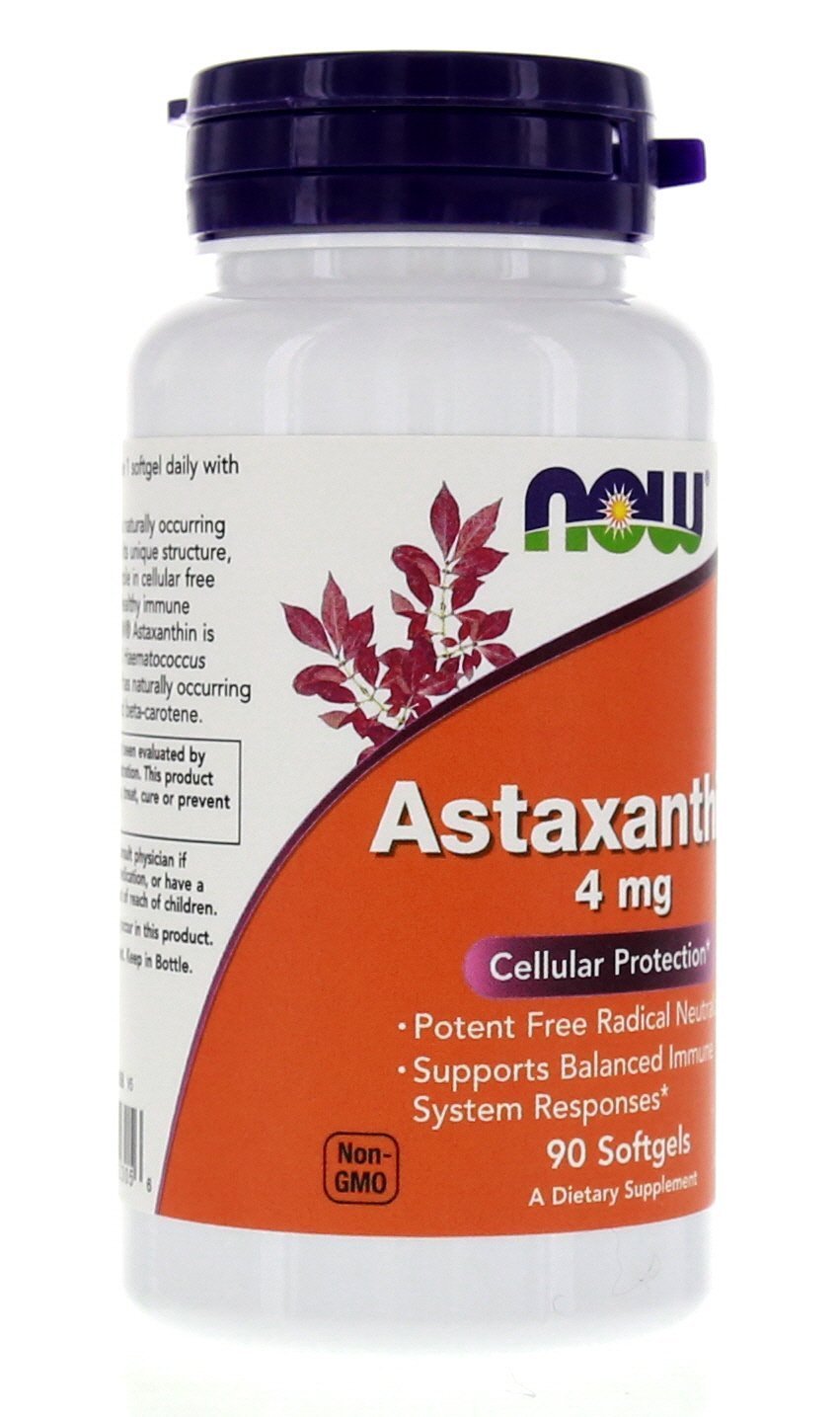 Astaxanthin 4mg 90 Softgels (Cellular Protection) (Pack of 2) - NOW