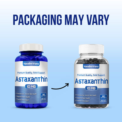 Astaxanthin 10mg Supplement for Eye & Skin Health | Haematococcus Pluvialis Microalgae | 180 Day Supply