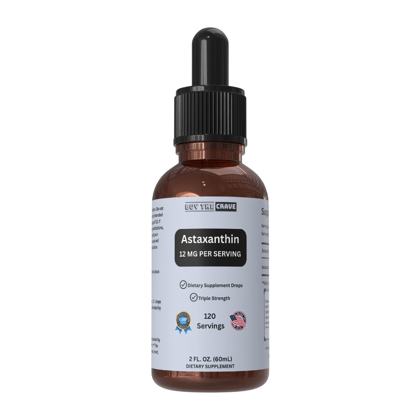 Astaxanthin Liquid Drops – 12mg per Serving with EVOO | Vegan